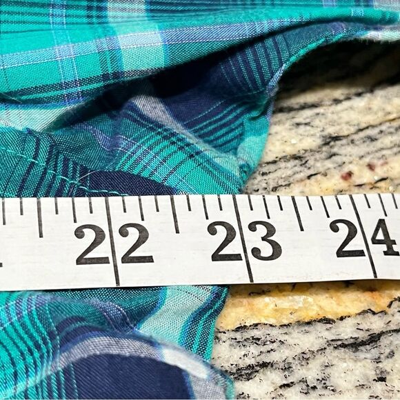 CUMBERLAND Green Blue Country Western Shirt 1X‎ Pearl Snap Long Sleeve Riding - Picture 10 of 14